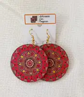 ARETES EN MADERA - REDONDOS ROJOS