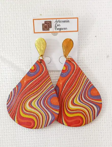 ARETES EN MADERA - GOTERA ROJOS